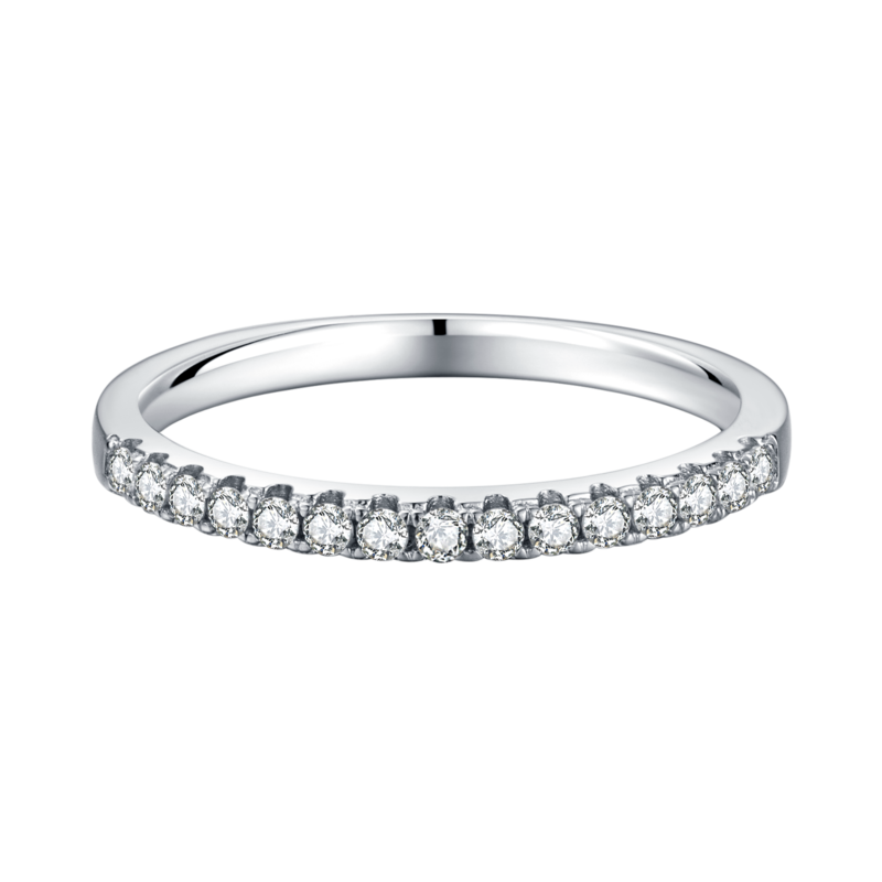 Straight line ring guard S925 silver plated platinum moissanite gemstone 33 points D-grade